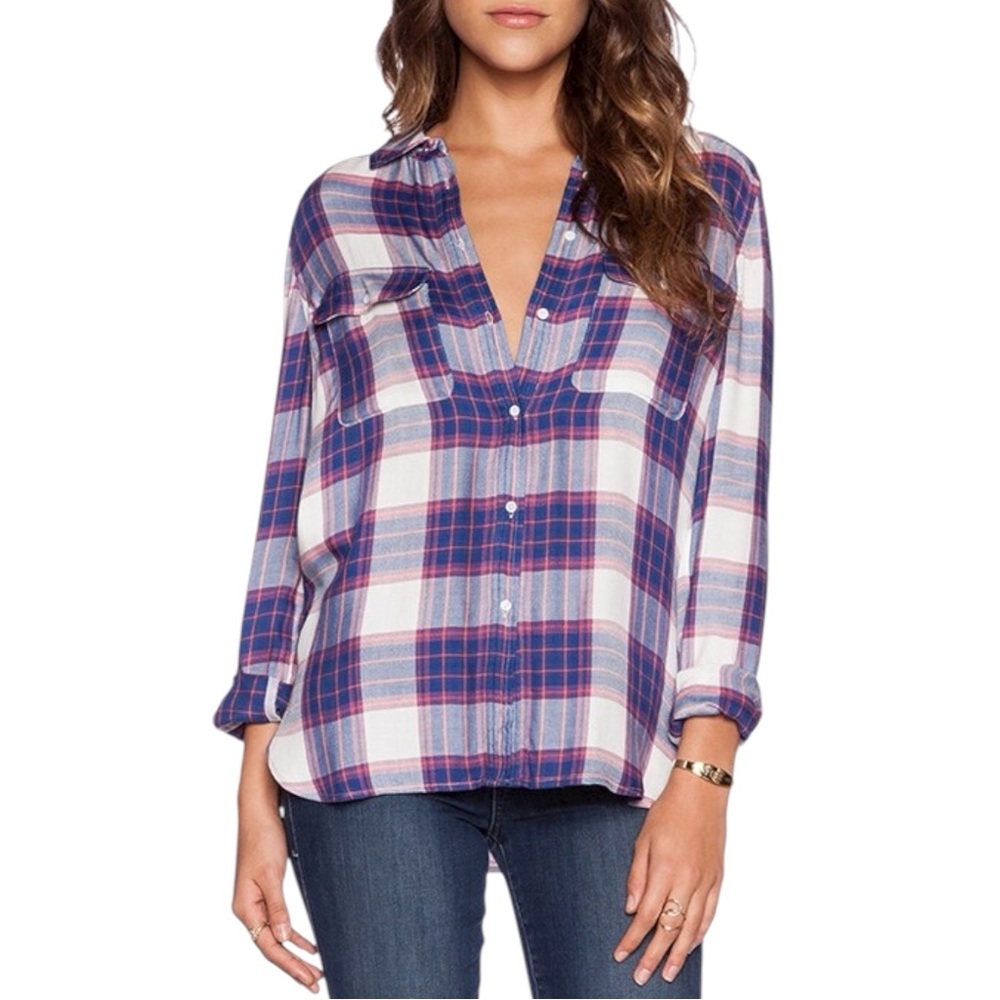 PAIGE Trudy Shirt Soft Plaid Casual Button Front XS